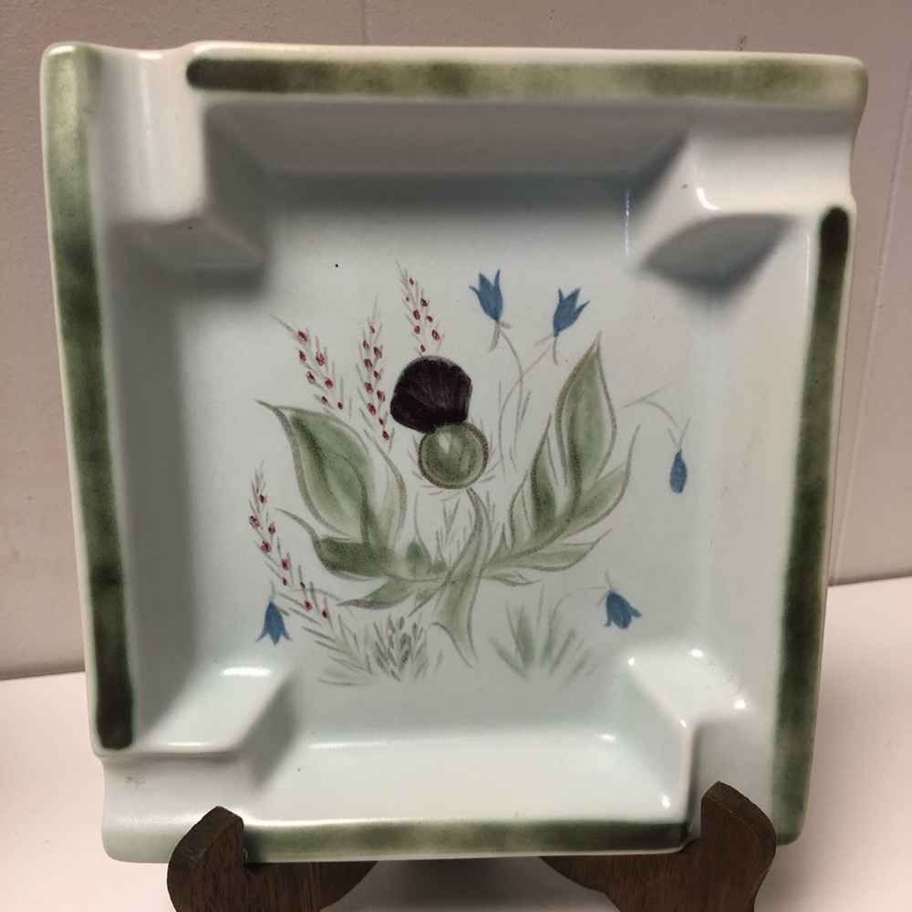 VTG Buchan & Co Portobello Stoneware Thistle Ashtray 7x7.5” Made in Scotland EUC
